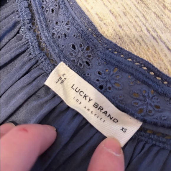 Lucky Brand Indigo Lace-Trim Maxi Dress - Picture 6 of 12